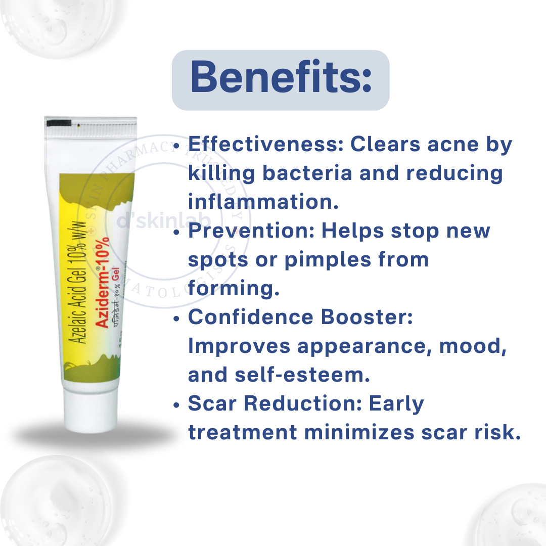 Aziderm 10% Gel | Acne Treatment Gel | 15gm