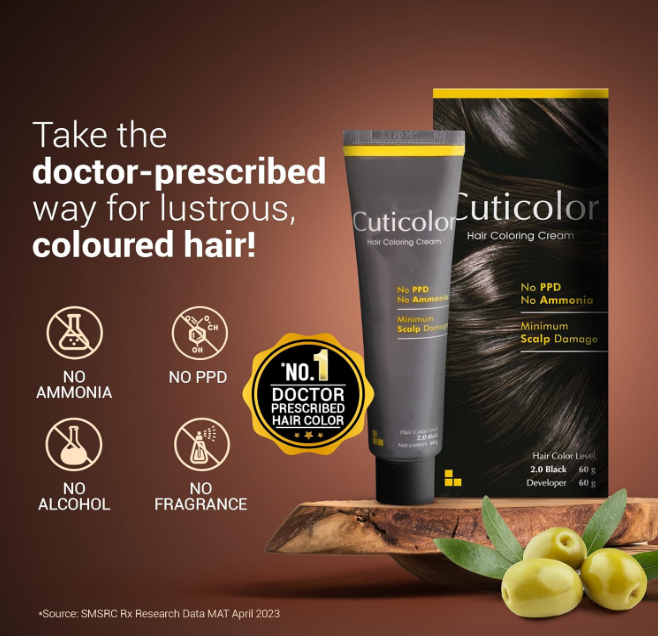 Cuticolor Black Hair Coloring Cream | 60gm