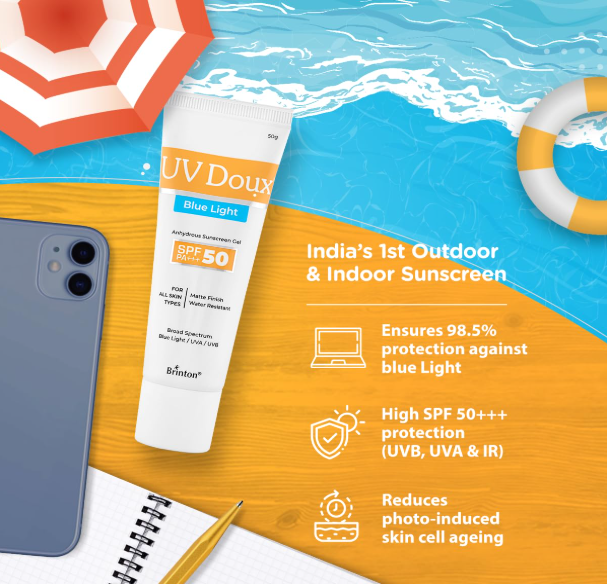 UV Doux Blue Light Sunscreen Gel SPF 50 PA+++ | 50gm